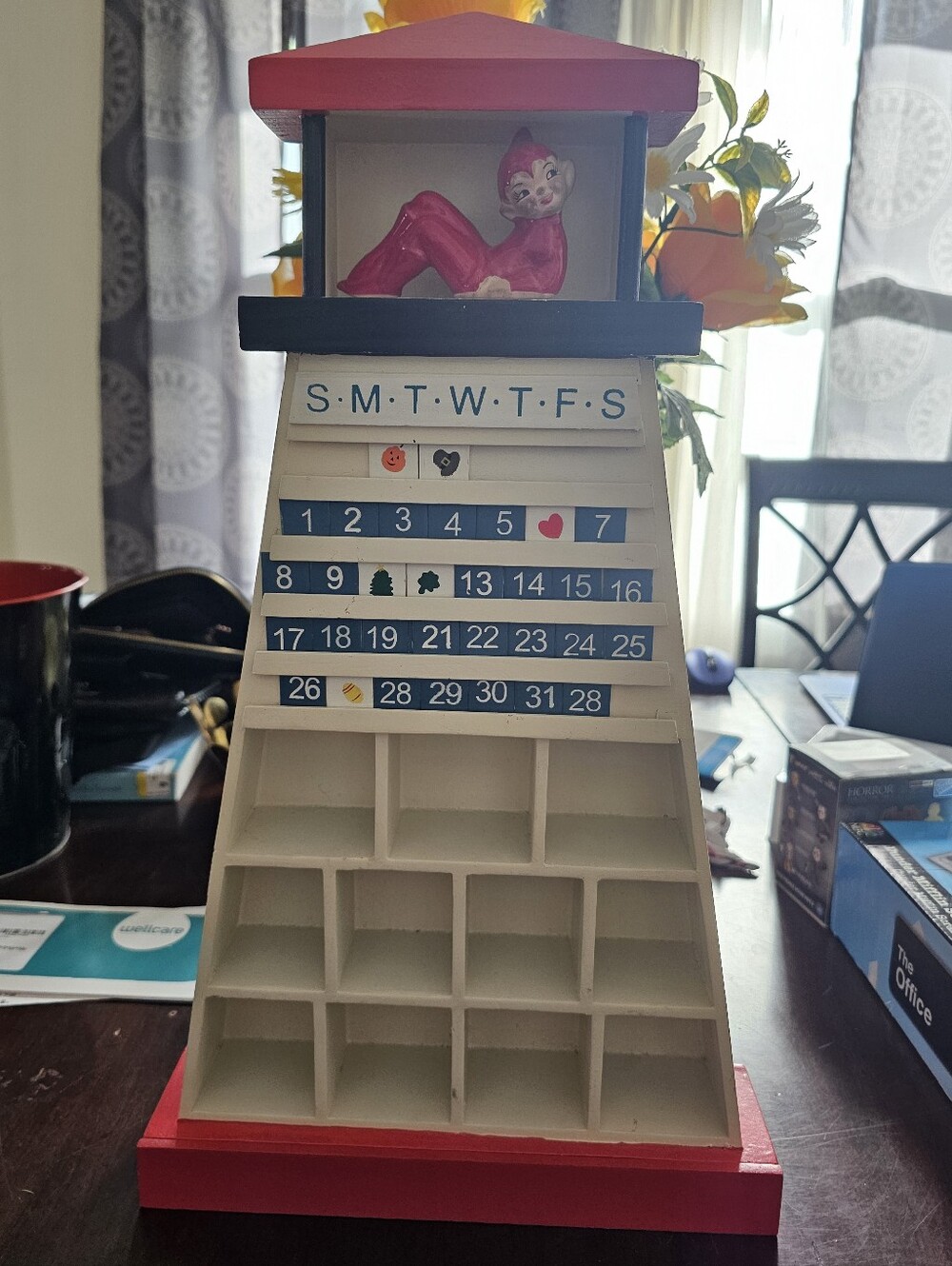 Wooden Light House Wall Shelf Calander. Ready To Hang